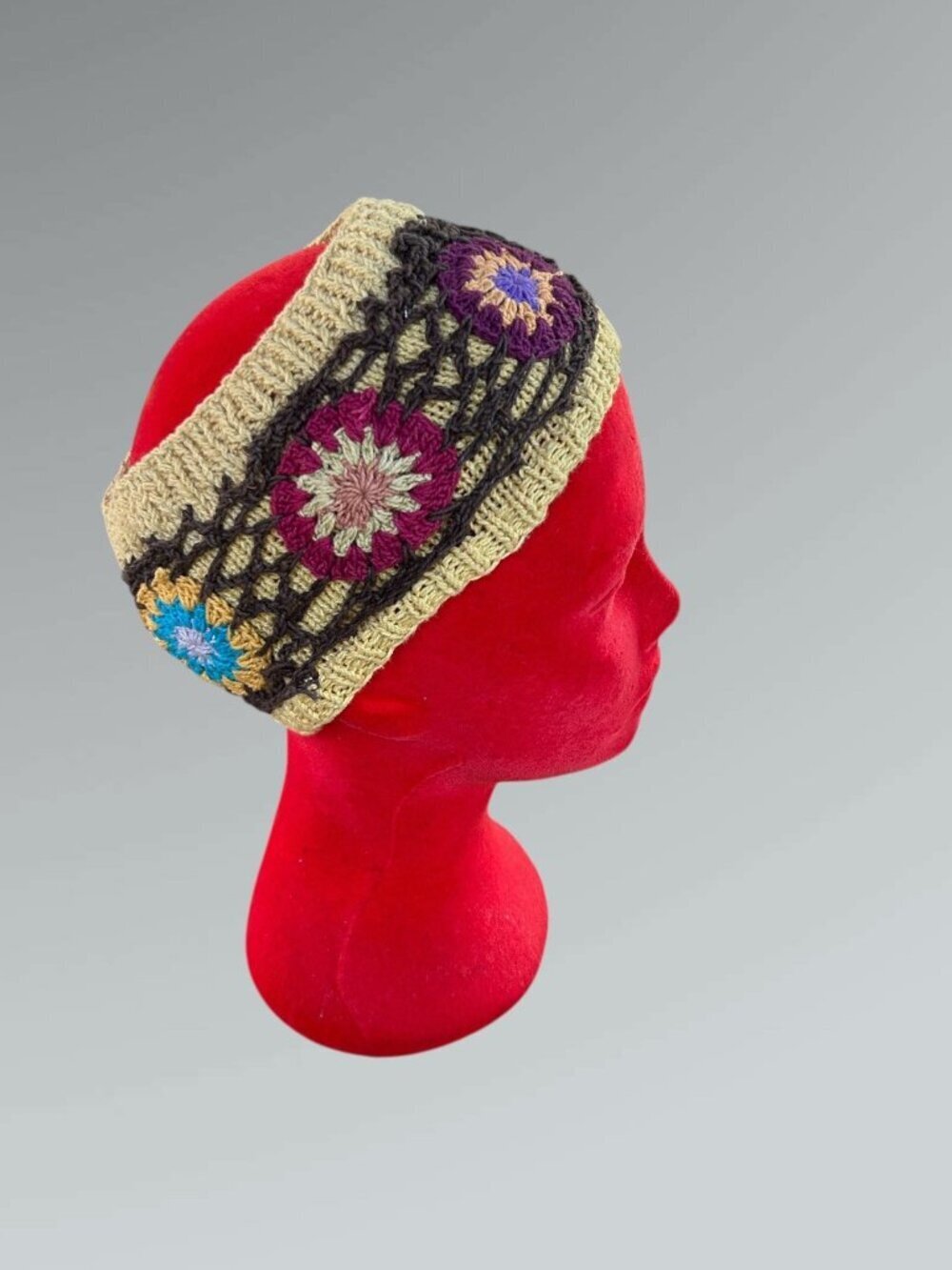 Handmade in Nepal Colorful Floral 100% Cotton Crochet Headband